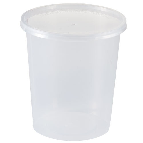 EMPTY 32OZ CLEAR PLASTIC CONTAINER W/LID & VAPOR LOCK SEAL